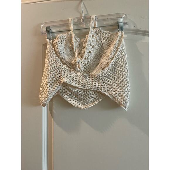 Tops hand crochet crop camisole see through inserts med - Picture 4 of 4